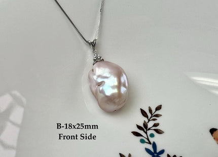 One-Of-A-Kind 18x25 mm Rare Natural Pink Baroque Pearl With .925 Sterling Silver/Gold Pendant #PD0004