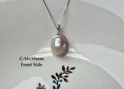 One-Of-A-Kind 18x25 mm Rare Natural Pink Baroque Pearl With .925 Sterling Silver/Gold Pendant #PD0004