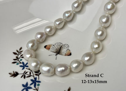 11-15mm AAA Very Rare Natural White Freshwater Edison Pearls Top Quality Super High Luster White Baroque Pearls 29-30 Beads #P3253