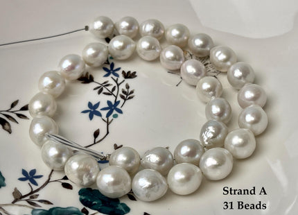 11-15mm AAA Very Rare Natural White Freshwater Edison Pearls Top Quality Super High Luster White Baroque Pearls 29-30 Beads #P3253