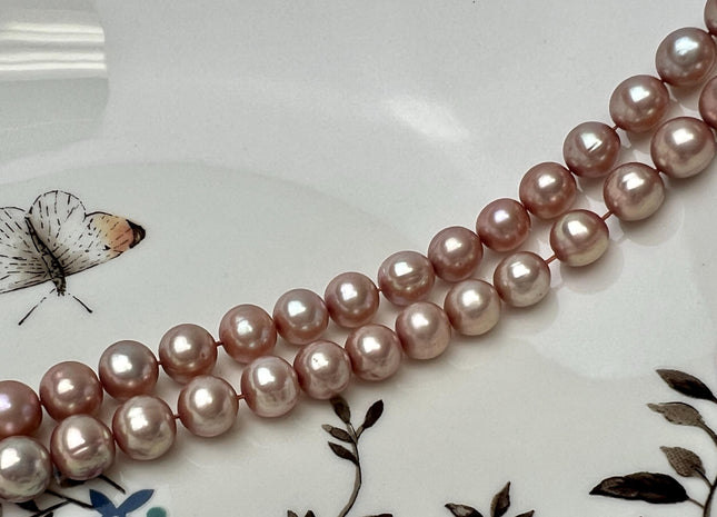 7.5-8 mm AAA Mauve Pink Off Round Shape Freshwater Pearl Beads Genuine Freshwater Pearl Beads High Luster Pink Freshwater Pearls #P3252