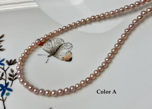 4mm AAAAA Natural Mauve Pink Round Edison Freshwater Akoya Quality Pearl Genuine Natural White Super High Luster Round Edison Pearl #P3254