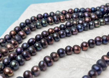 6-7 mm Dark Peacock Color Potato Freshwater Pearl Beads Genuine Freshwater Pearl Purple Rainbow Peacock Color #P3256