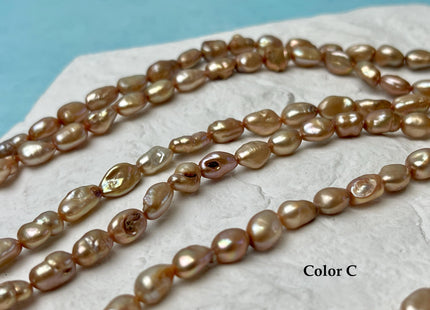 5-6x6-7mm Gold Champagne Color Keshi Freshwater Pearls Beads Genuine Keshi Rice Nugget Freshwater Pearl Beads #P3257