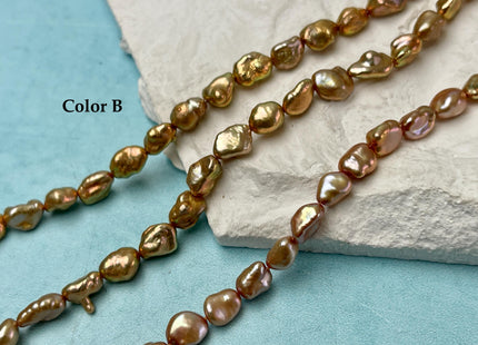 5-6x6-7mm Gold Champagne Color Keshi Freshwater Pearls Beads Genuine Keshi Rice Nugget Freshwater Pearl Beads #P3257