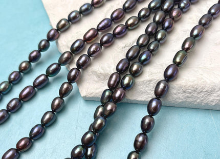 6x7-8 mm AAA Rainbow Peacock Color Rice/Oval Freshwater Pearls Peacock Color Genuine High Luster Freshwater Pearl Beads #P3260