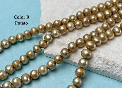 6.5-7mm AA Beige/Green Champagne Off Round Freshwater Pearl Beads Genuine High Luster Freshwater Pearl 61-68 Beads #P3261