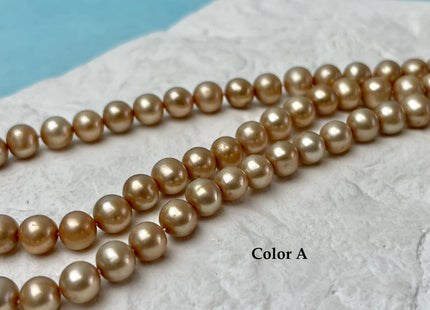6.5-7mm AA Beige/Green Champagne Off Round Freshwater Pearl Beads Genuine High Luster Freshwater Pearl 61-68 Beads #P3261