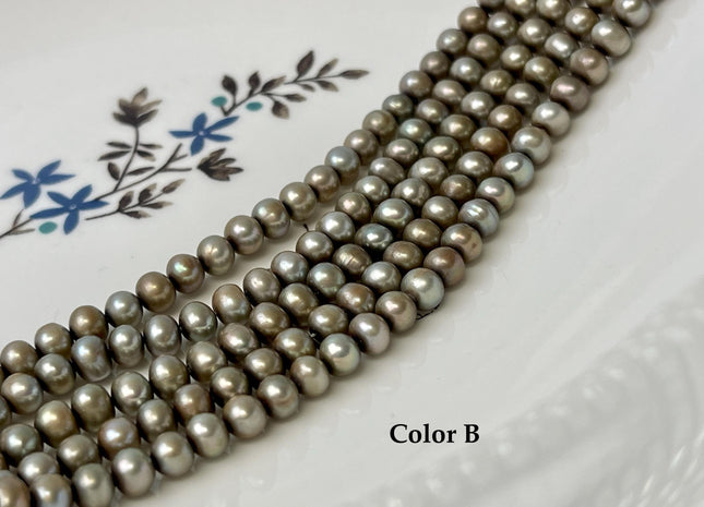 5-5.5 mm AA Green Color Potato Freshwater Pearl Beads Genuine Freshwater Pearls 84-88 Beads #P3262