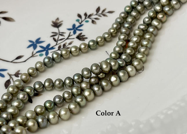 5-5.5 mm AA Green Color Potato Freshwater Pearl Beads Genuine Freshwater Pearls 84-88 Beads #P3262