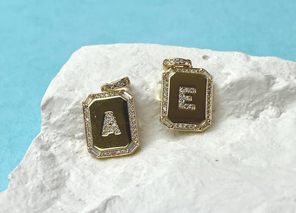 Alphabet Letters Design Charms for Necklace Jewelry Making, 18K Gold Filled Charm Pendant With CZ Crystals, One Piece #CR0068