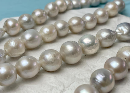 12-16 mm Jumbo Size Large Hole Freshwater Baroque Edison Pearl Beads Hole Size 2.2 mm Natural White Large Hole Baroque Pearl Beads #1656