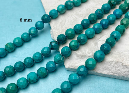 4mm 6mm 8mm 10mm Faceted Round Turquoise Beads Blue Green Color 15.5 Inches Strand #4749