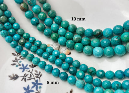 4mm 6mm 8mm 10mm Faceted Round Turquoise Beads Blue Green Color 15.5 Inches Strand #4749