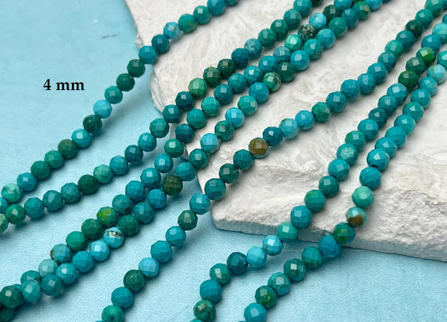 4mm 6mm 8mm 10mm Faceted Round Turquoise Beads Blue Green Color 15.5 Inches Strand #4749