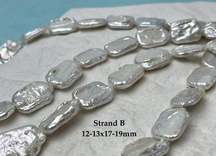 12-14x18-20 mm AA Natural White Rectangle Coin Freshwater Pearl Beads Genuine Rectangular Coin Freshwater Pearls 22 Beads #P3264