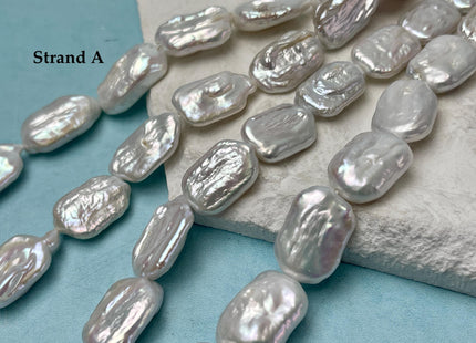 12-14x18-20 mm AA Natural White Rectangle Coin Freshwater Pearl Beads Genuine Rectangular Coin Freshwater Pearls 22 Beads #P3264