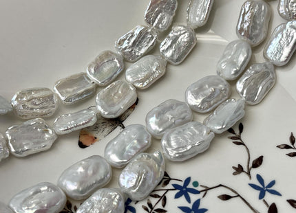12-14x18-20 mm AA Natural White Rectangle Coin Freshwater Pearl Beads Genuine Rectangular Coin Freshwater Pearls 22 Beads #P3264