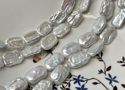 12-14x18-20 mm AA Natural White Rectangle Coin Freshwater Pearl Beads Genuine Rectangular Coin Freshwater Pearls 22 Beads #P3264