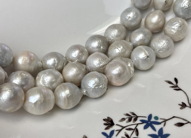 14-17 mm Jumbo Size Large Hole Freshwater Baroque Edison Pearl Beads Hole Size 1.5mm 25 beads 15.5 Inches B Grade #P3267