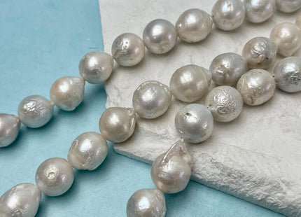 14-17 mm Jumbo Size Large Hole Freshwater Baroque Edison Pearl Beads Hole Size 1.5mm 25 beads 15.5 Inches B Grade #P3267