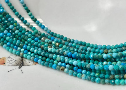 3 mm AAA Faceted Round Tiny Turquoise Gemstone Beads 15.5 Inches Strand #4750