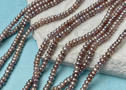 2x4mm AAA Large Hole Natural Mauve Pink Round Button Freshwater Pearls Hole Size 1.2mm Genuine High Luster Seed Pearl 7.5 Inches #P3266