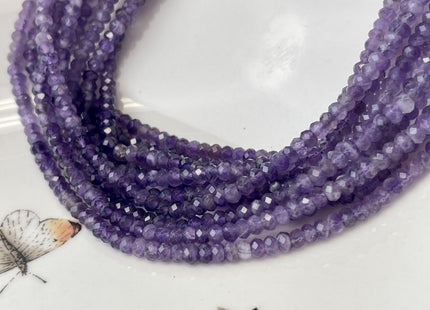 2x3.5-4 mm AAA Natural Gradient Color Faceted Rondelle Amethyst Gemstone Beads High Quality Micro Faceted Amethyst Gemstone Beads #2429