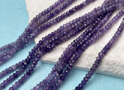 2x3.5-4 mm AAA Natural Gradient Color Faceted Rondelle Amethyst Gemstone Beads High Quality Micro Faceted Amethyst Gemstone Beads #2429