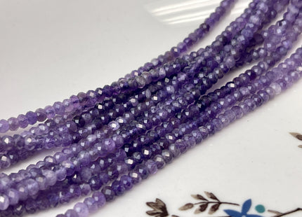 2x3.5-4 mm AAA Natural Gradient Color Faceted Rondelle Amethyst Gemstone Beads High Quality Micro Faceted Amethyst Gemstone Beads #2429