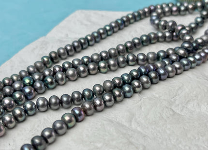 5-5.5mm AA Gray Peacock Round Button Freshwater Pearl Genuine Freshwater Pearl #57