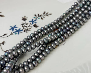 5-5.5mm AA Gray Peacock Round Button Freshwater Pearl Genuine Freshwater Pearl #57