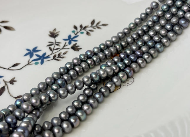 5-5.5mm AA Gray Peacock Round Button Freshwater Pearl Genuine Freshwater Pearl #57