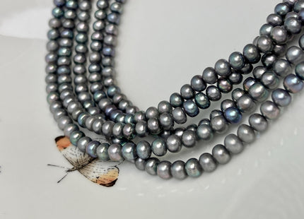 5-5.5mm AA Gray Peacock Round Button Freshwater Pearl Genuine Freshwater Pearl #57