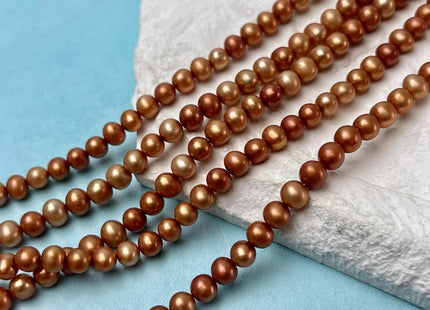 5-5.5 mm AA Rare Burnt Orange Gold Color PotatoFreshwater Pearl Beads Genuine High Luster Freshwater Rice Pearl 80 Beads #P3269
