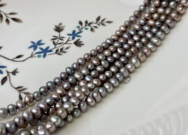 4x5mm Gray Color Potato Freshwater Pearl Beads Gray W/Pink Luster Genuine Freshwater Small Pearl #P3270