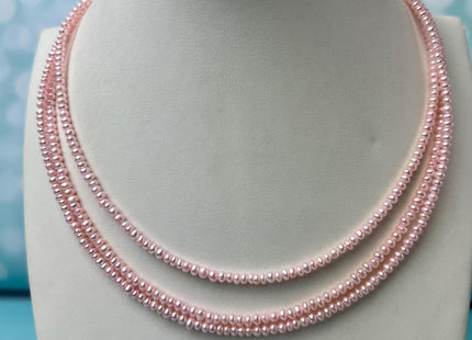 14/15/16/18 Inches Baby Pink Tiny Seed Pearl Chocker Necklace W/Silver Clasp Gift For Her #NK0006