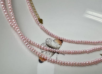 14/15/16/18 Inches Baby Pink Tiny Seed Pearl Chocker Necklace W/Silver Clasp Gift For Her #NK0006