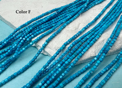 2.5-3 mm Micro Faceted Cube Dice Square Shape Multi Blue Green Brown Color Turquoise Gemstone Beads 15.5 Inches #4754