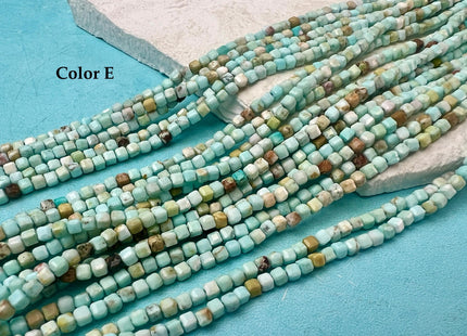 2.5-3 mm Micro Faceted Cube Dice Square Shape Multi Blue Green Brown Color Turquoise Gemstone Beads 15.5 Inches #4754