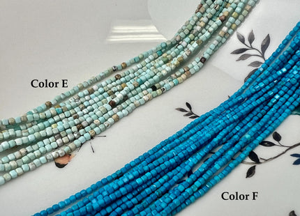 2.5-3 mm Micro Faceted Cube Dice Square Shape Multi Blue Green Brown Color Turquoise Gemstone Beads 15.5 Inches #4754