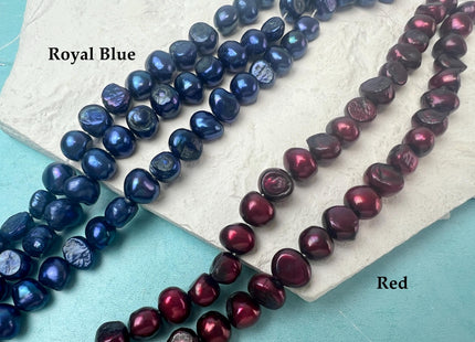 8-10 mm Half Strand White Pink Gray Blue Peacock Green Freshwater Potato Nugget Pearl Beads #P3271
