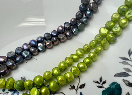 8-10 mm Half Strand White Pink Gray Blue Peacock Green Freshwater Potato Nugget Pearl Beads #P3271