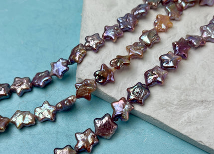 10 mm AAA Very Rare Natural Mauve Pink Star Shape Freshwater Coin Pearl Beads Genuine High Luster Star Coin Pearls 18 Beads #P3273