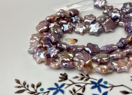 10 mm AAA Very Rare Natural Mauve Pink Star Shape Freshwater Coin Pearl Beads Genuine High Luster Star Coin Pearls 18 Beads #P3273