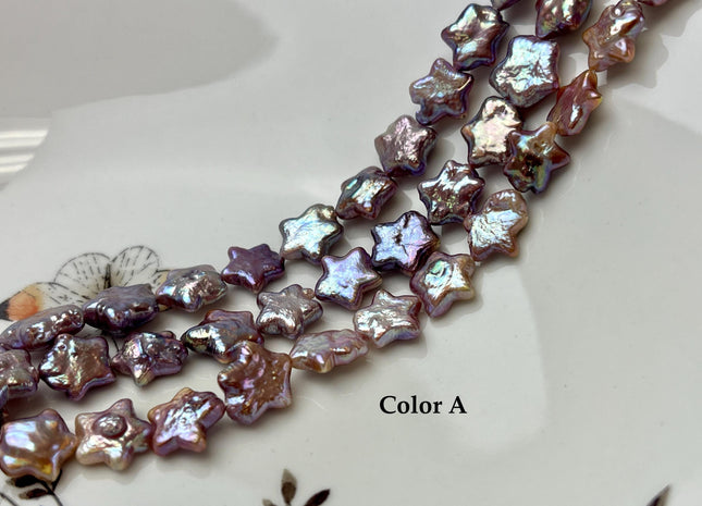 10 mm AAA Very Rare Natural Mauve Pink Star Shape Freshwater Coin Pearl Beads Genuine High Luster Star Coin Pearls 18 Beads #P3273