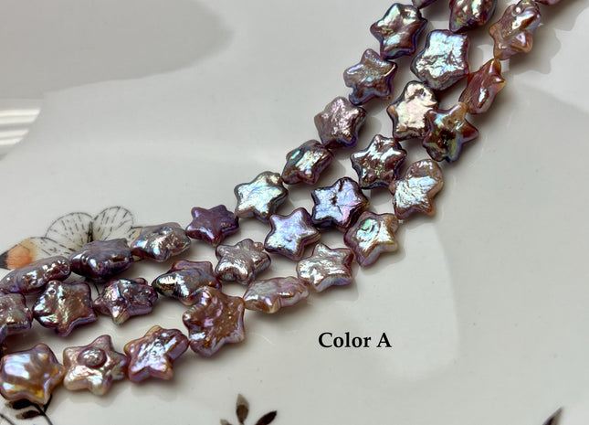 10 mm AAA Very Rare Natural Mauve Pink Star Shape Freshwater Coin Pearl Beads Genuine High Luster Star Coin Pearls 18 Beads #P3273
