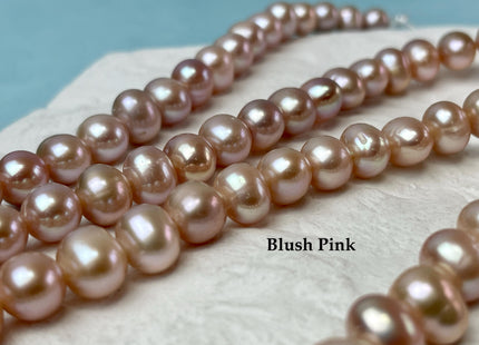 9-10 mm AAA Half Strand Large Hole Natural Mauve Pink Potato Freshwater Pearl Beads 2.1 mm Hole Large Hole Freshwater Off Round Pearls #467