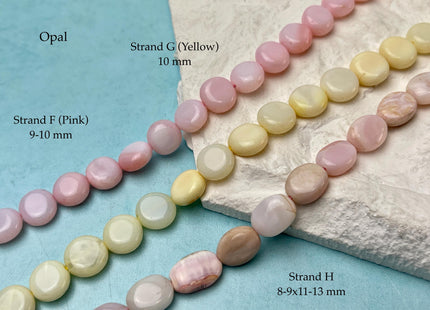 8-16 mm Smooth Nugget Coin Shape Opal Emerald Boulder Opal Gemstone Beads Genuine Natural Mixed Gemstones 8 Inches Strand #4744