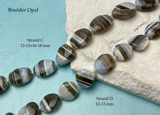 8-16 mm Smooth Nugget Coin Shape Opal Emerald Boulder Opal Gemstone Beads Genuine Natural Mixed Gemstones 8 Inches Strand #4744